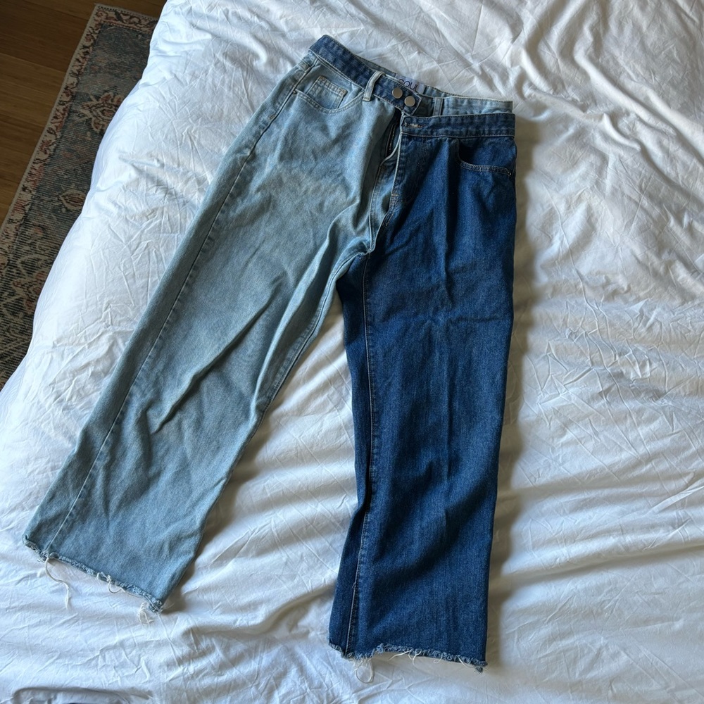 Unique Reconstructed Two-Tone Jeans